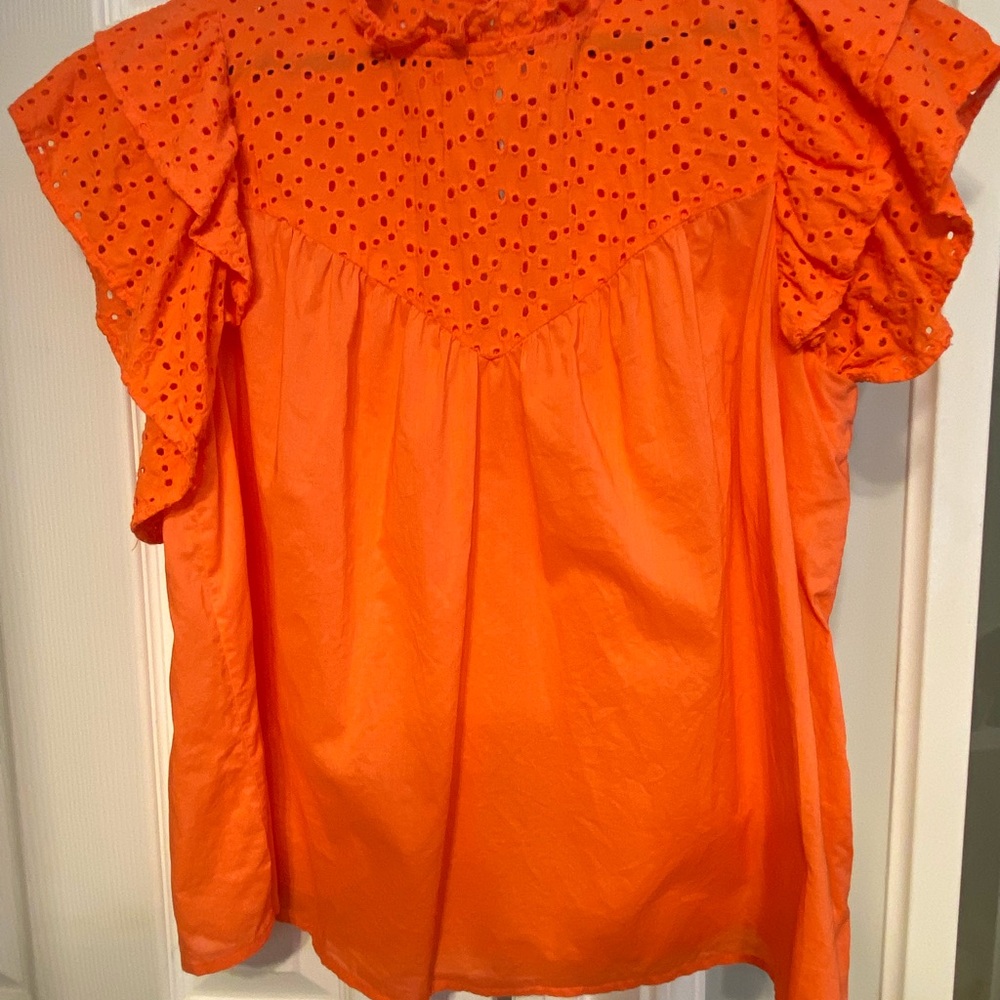 Women's Coral Eyelet Top
